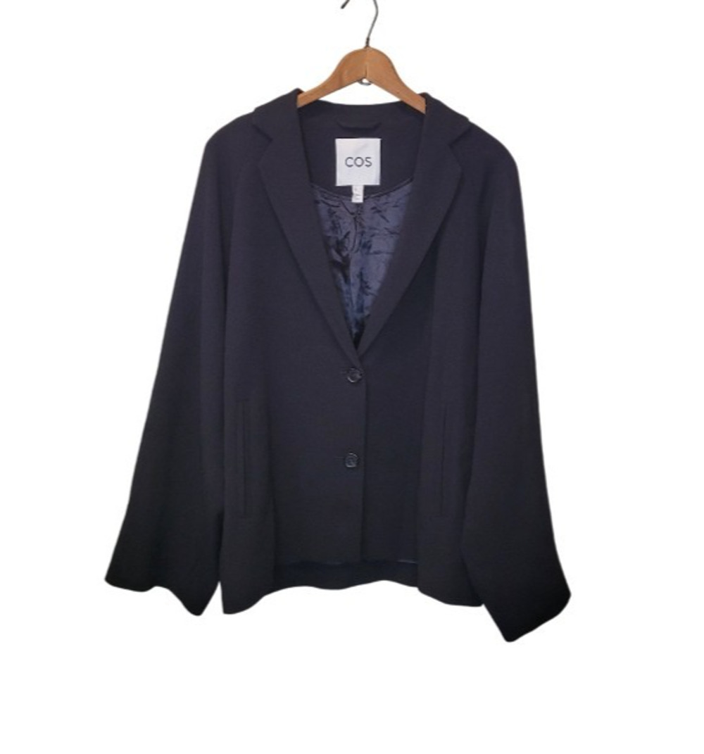 COS Womens Black Oversized Long Sleeve Two Button Blazer Size 6 Quiet Luxury